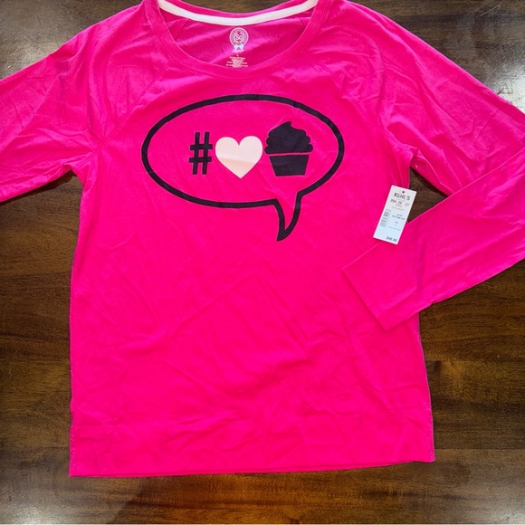 SO Intimates Pink I Love Cupcakes Long Sleeve Shirt & Fleece Pant Set Pajama L - Picture 3 of 8